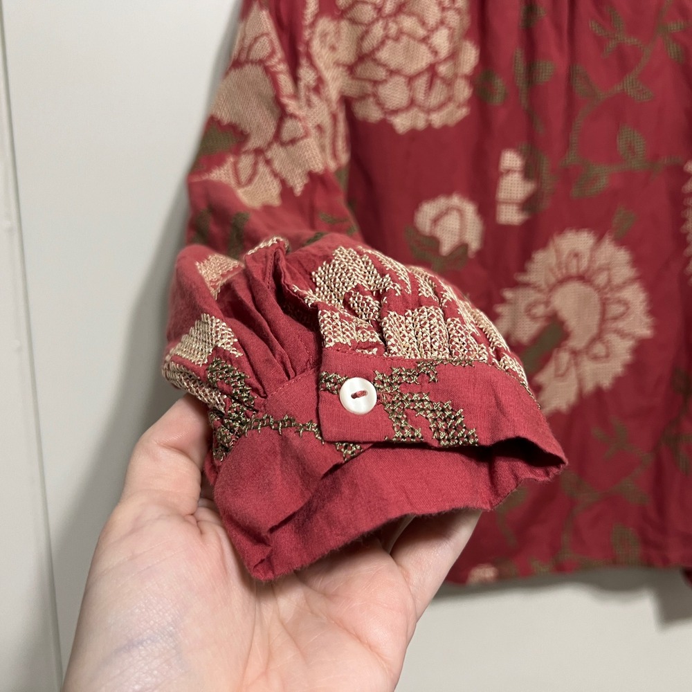 Anthropologie Payal Pratap Embroidered Blouse Size 6 Rhododendron Peasant‎ Top - Picture 3 of 8
